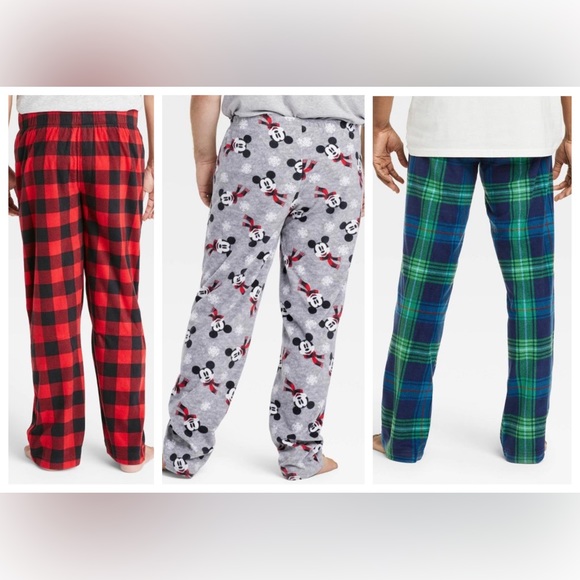 XXL 3pc Fleece Pant SET Mens Mickey Disney Christmas Plaid Pajama PJ Wondershop - Picture 2 of 7